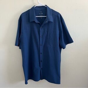 01.Algo Performance Short Sleeve Button Up Collared Shirt Blue Size XXL